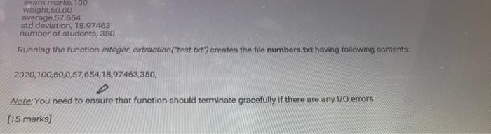 Solved White Python function integer extraction(Mare) which | Chegg.com