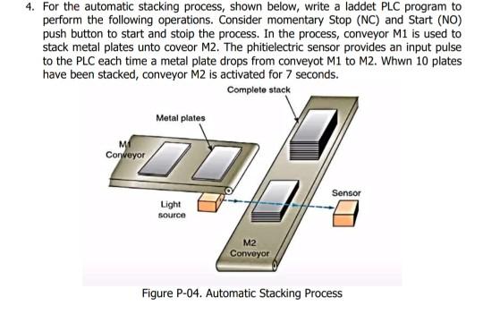 Solved 4. For the automatic stacking process, shown below, | Chegg.com