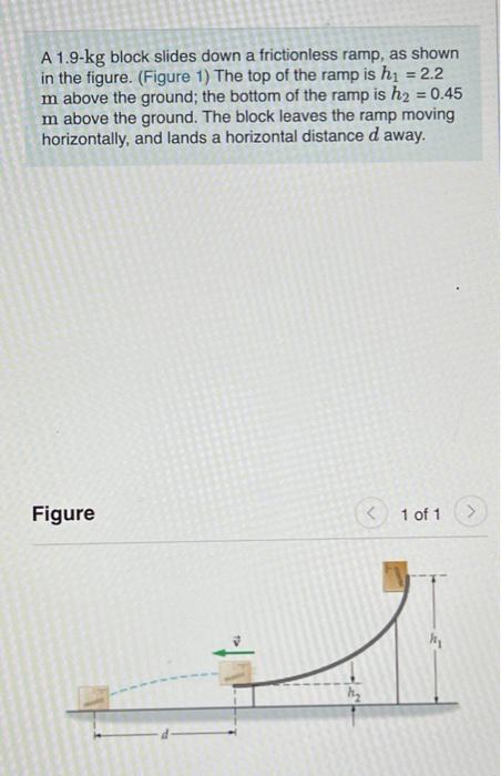 Solved A 1.9-kg block slides down a frictionless ramp, as | Chegg.com