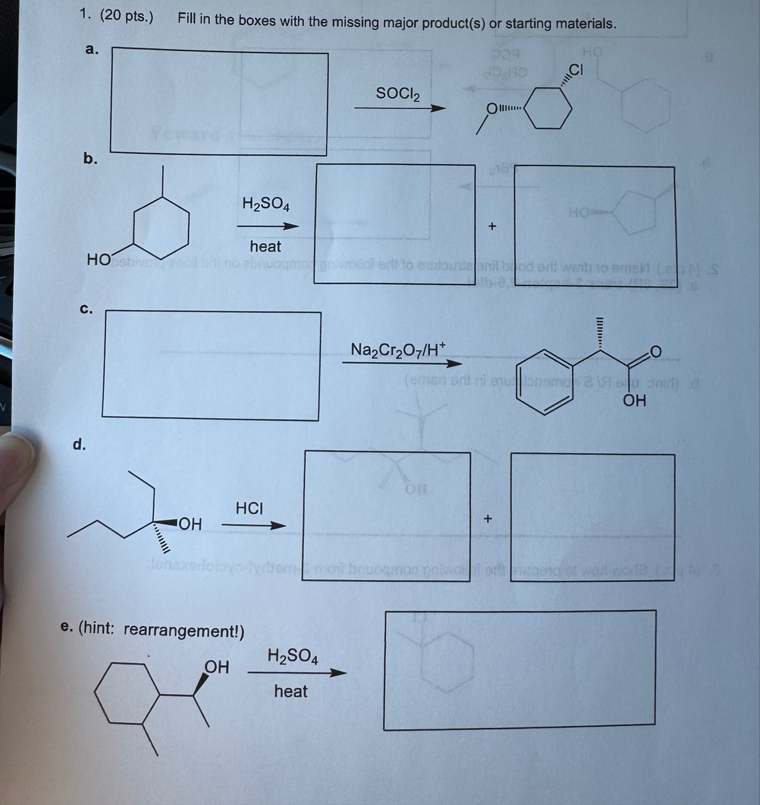 Solved .Fill in the boxes with the missing major product(s) | Chegg.com