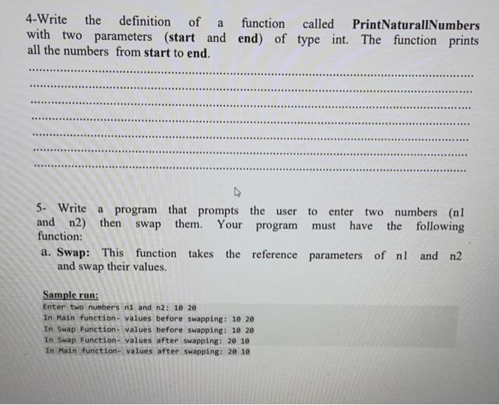 Solved 3-Write the definition of a void function called | Chegg.com