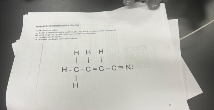 Solved Molecular Geometries Of Polyatomic Molecules For The | Chegg.com