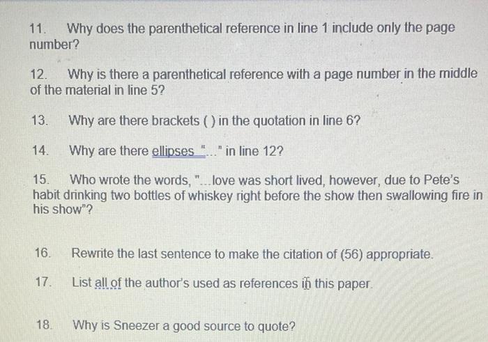 Use the following excerpt of a paper to answer the | Chegg.com
