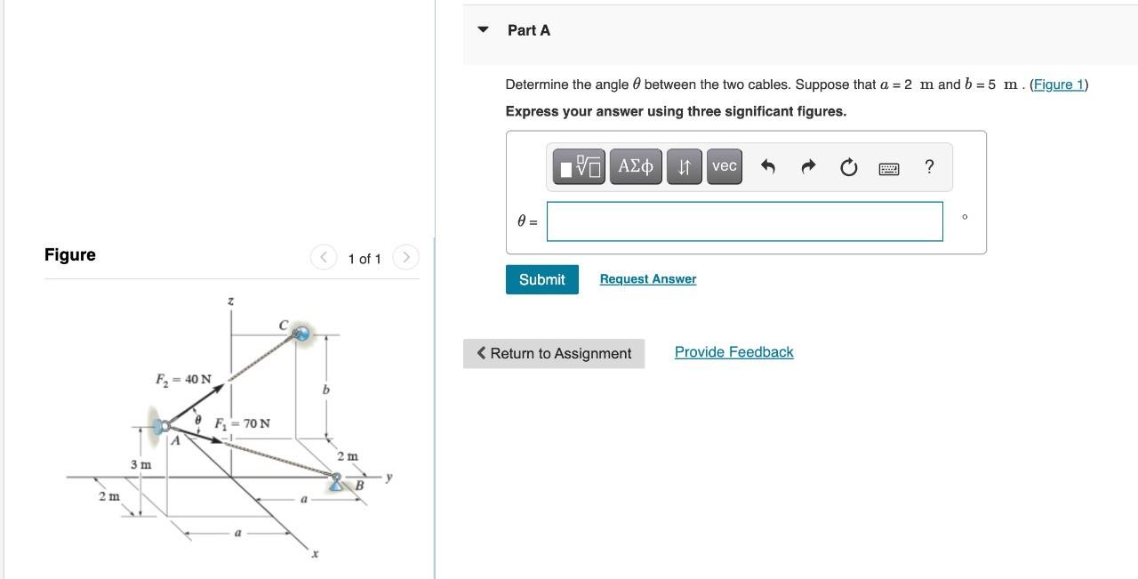 Solved Determine The Angle θ Between The Two Cables. Suppose | Chegg.com