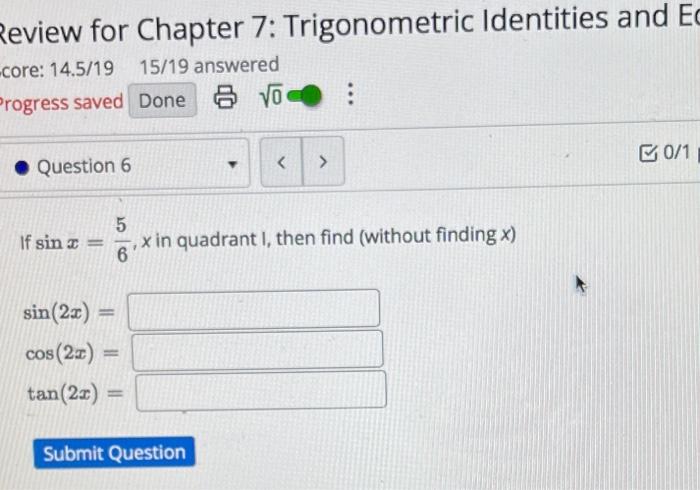 Solved Review For Chapter 7: Trigonometric Identities And Ec | Chegg.com