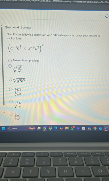 Solved Question 4 (2 ﻿points)Simplify the following | Chegg.com
