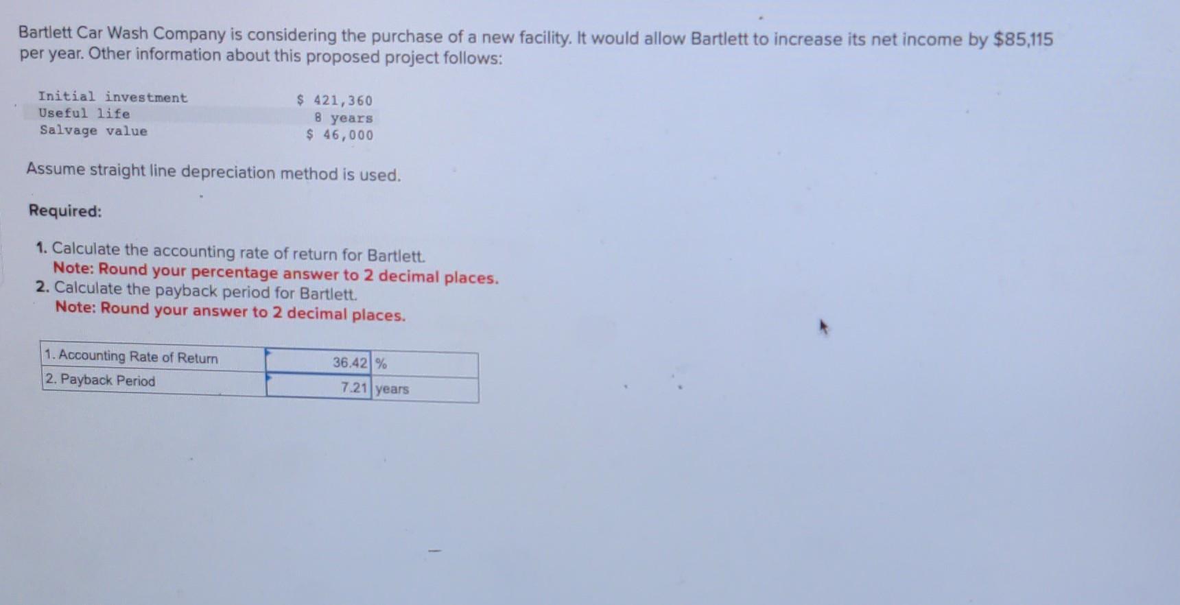 Bartlett Car Wash Company is considering the purchase