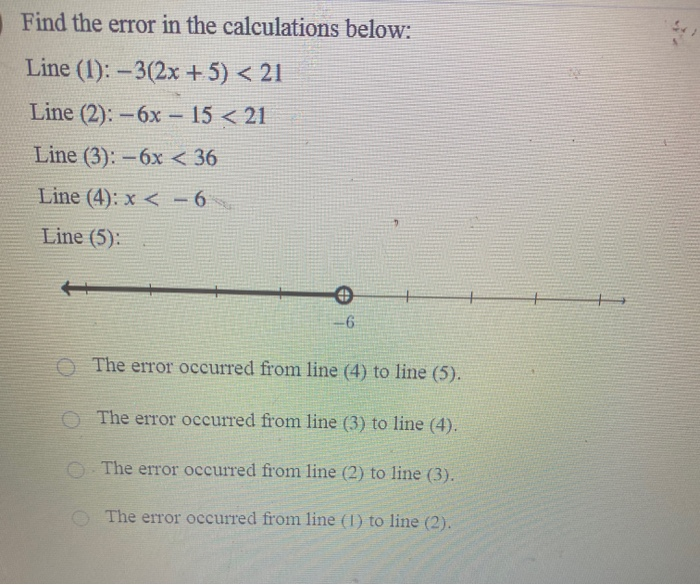 Solved Find the error in the calculations below: Line (1): | Chegg.com