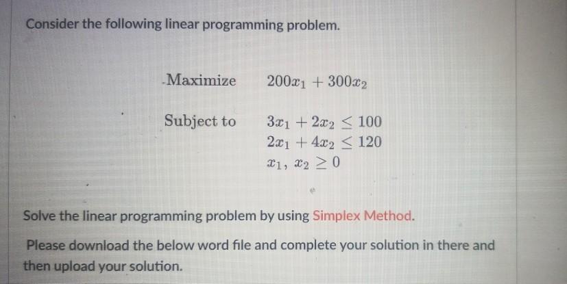 Solved Consider the following linear programming problem. | Chegg.com