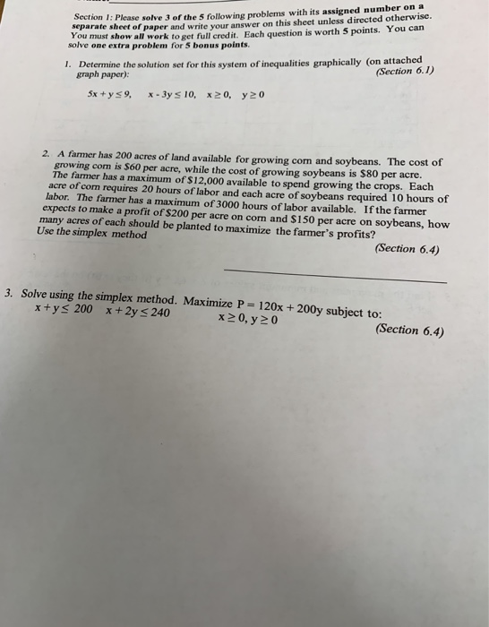 Solved Section 1: Please solve of the following problems | Chegg.com