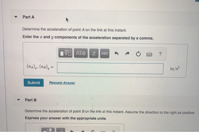 Solved Part A Determine The Acceleration Of Point A On The | Chegg.com