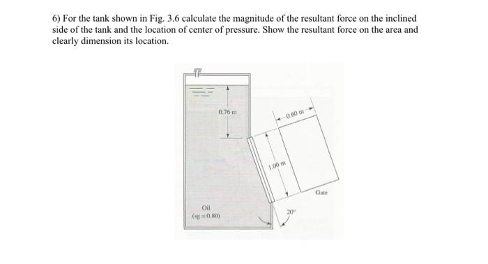 Solved 6) For the tank shown in Fig. 3.6 calculate the | Chegg.com