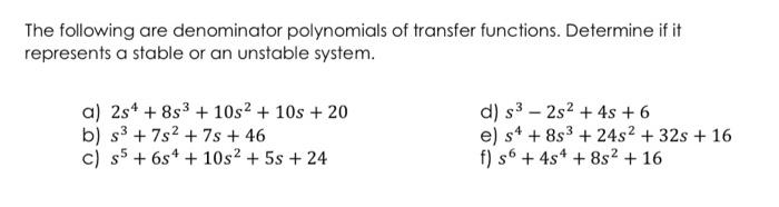 Solved ANSWER ALL PLEASE!The following are denominator | Chegg.com