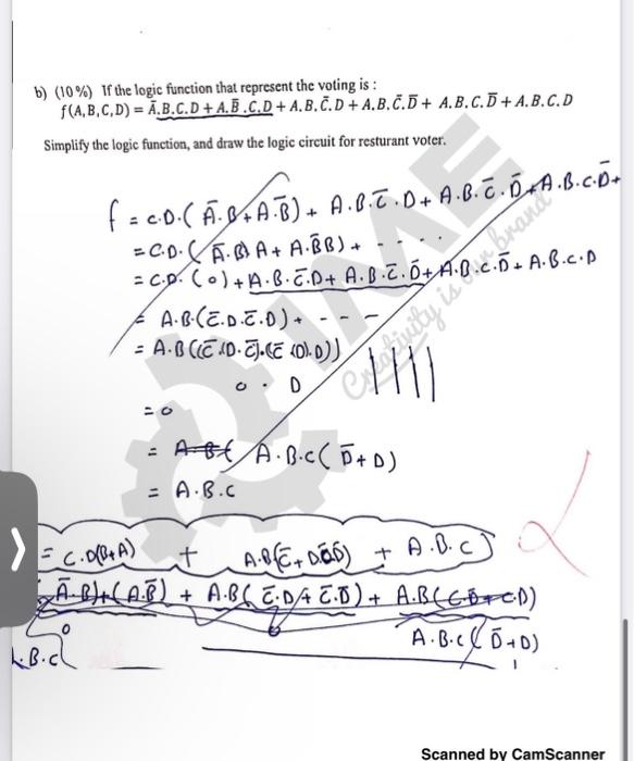 Solved B) (10%) If The Logic Function That Represent The | Chegg.com