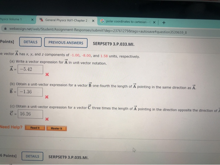 Solved Hysics Volume 1 H W General Physics Vol1 Chapter Chegg Com