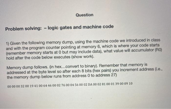 Solved Question Problem solving: - logic gates and machine | Chegg.com