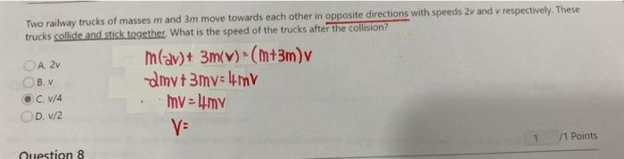 Solved Two railway trucks of masses m and 3m move towards | Chegg.com