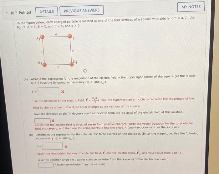 Solved In the figure below, each charged particle is located | Chegg.com