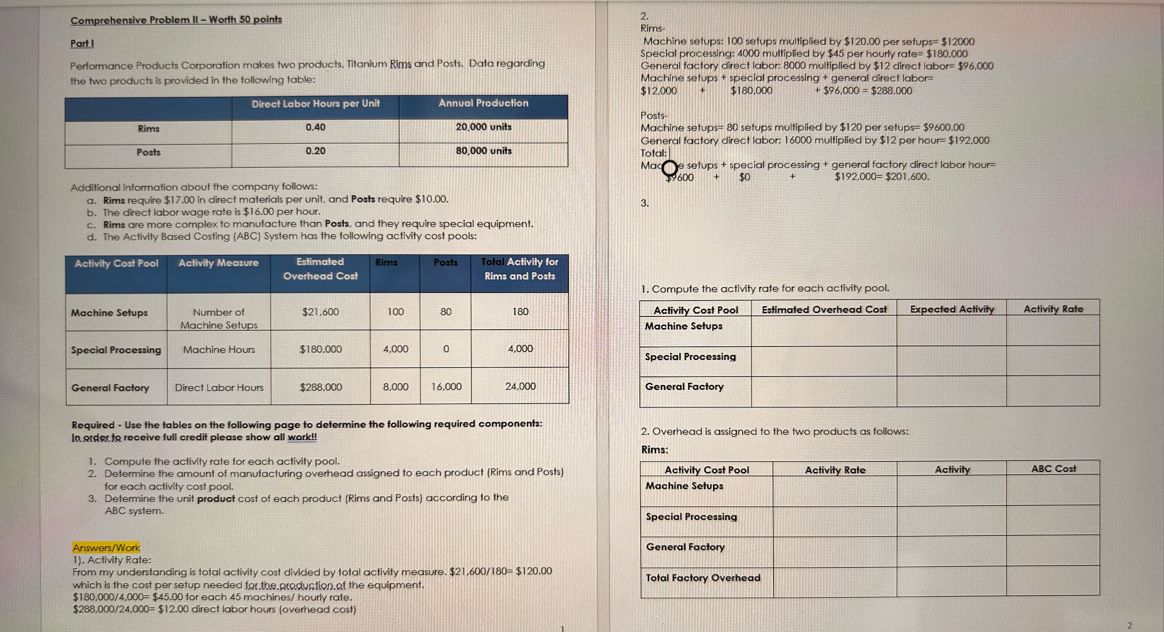Solved I need help filling out the part 2. ﻿Please thank you | Chegg.com
