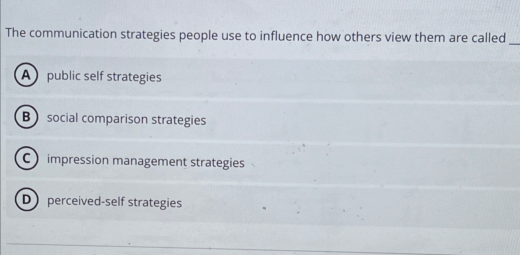 Solved The communication strategies people use to influence | Chegg.com
