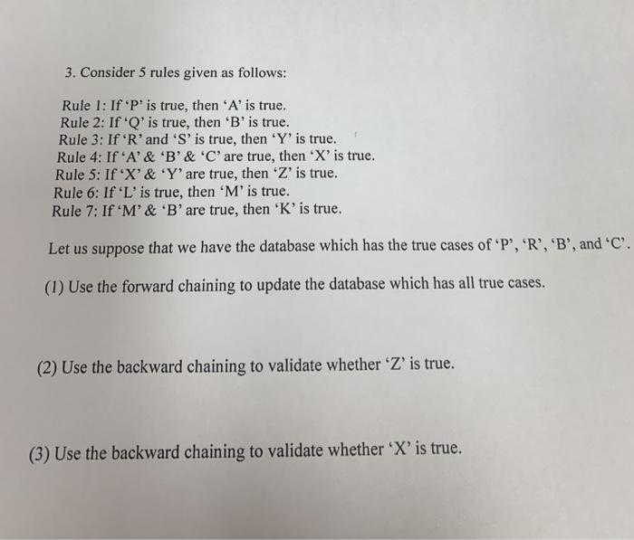 Solved 3. Consider 5 rules given as follows: Rule 1: If 'P' | Chegg.com