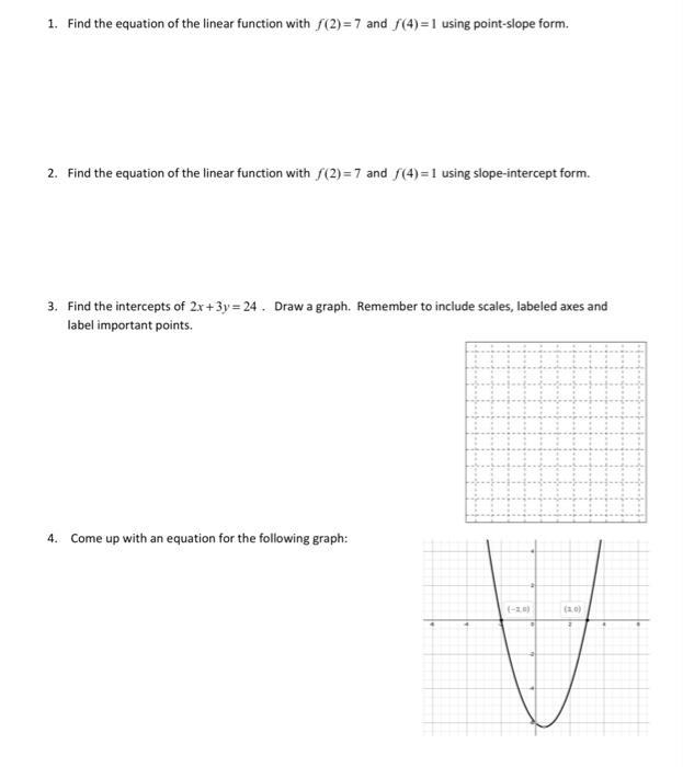 Solved 1. Find the equation of the linear function with | Chegg.com