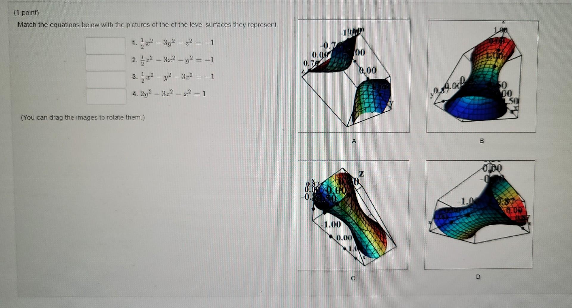 Solved ( 1 point) Match the equations below with the | Chegg.com