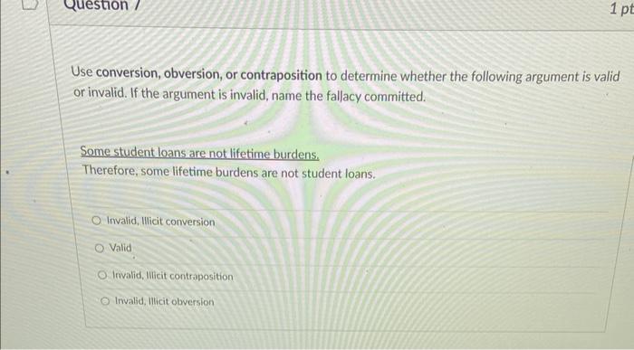 Solved Use conversion, obversion, or contraposition to | Chegg.com