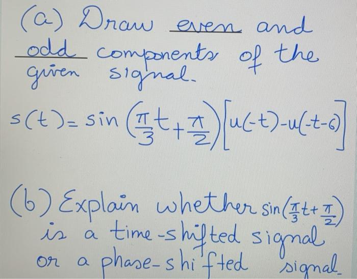 Solved (a) Draw even and odd components of the given signal.