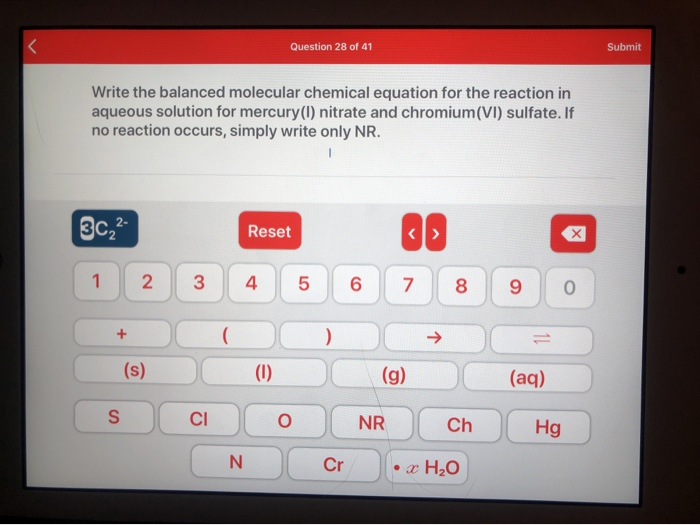 Solved Write The Balanced Molecular Chemical Equation For Chegg Com