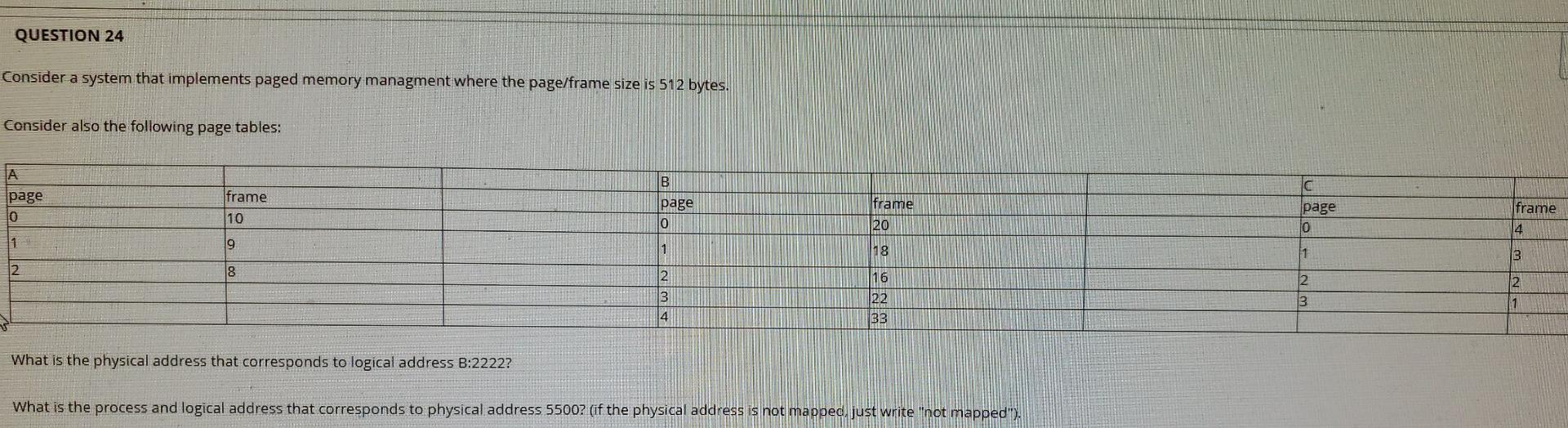 Solved QUESTION 24 Consider a system that implements paged | Chegg.com