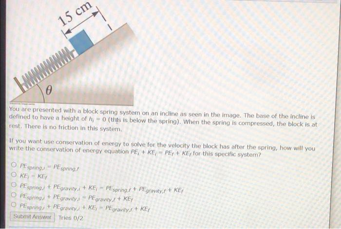 Solved 15 cm You are presented with a block spring system on | Chegg.com
