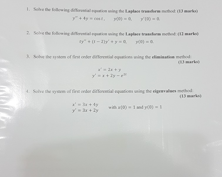 Solved 1. Solve the following differential equation using | Chegg.com