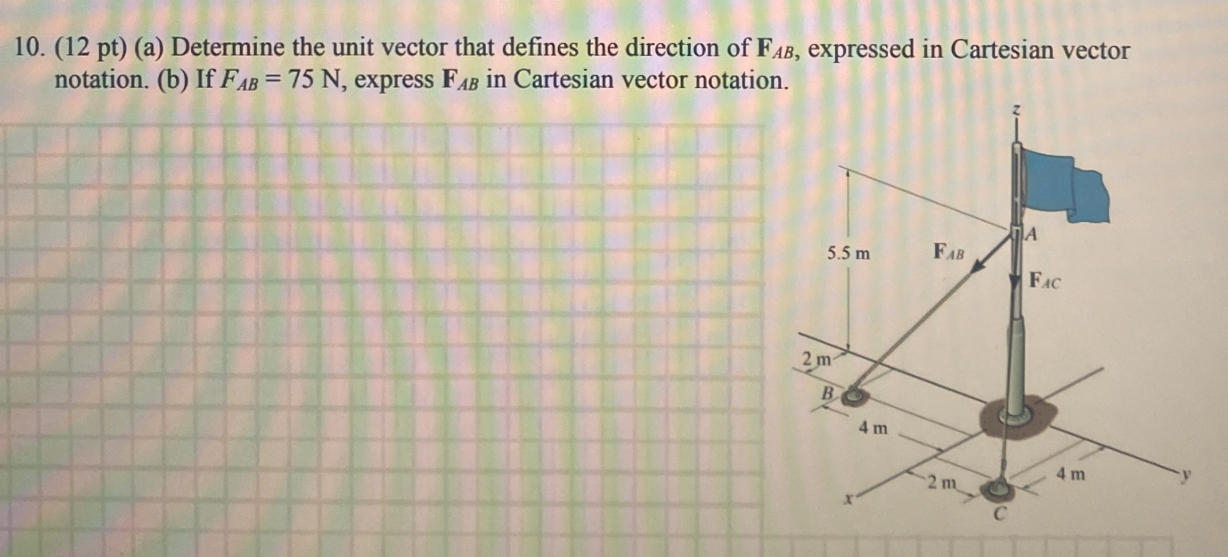 Solved (12 ﻿pt) (a) ﻿Determine the unit vector that defines | Chegg.com