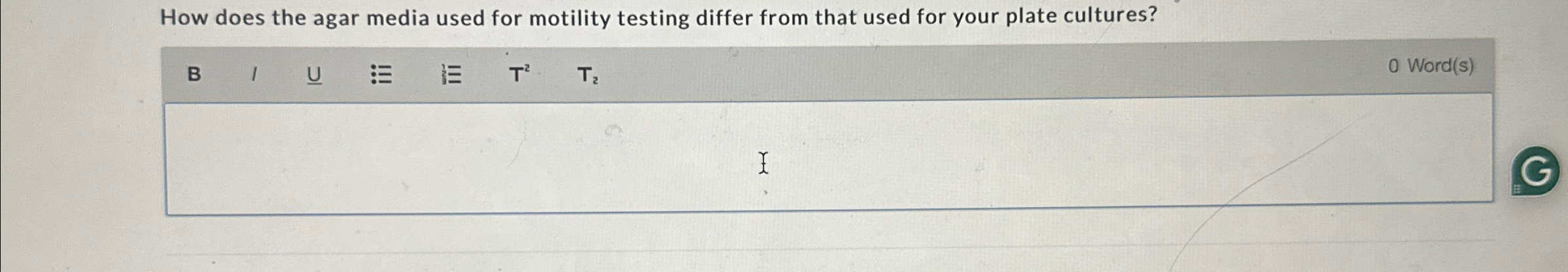 Solved How does the agar media used for motility testing | Chegg.com