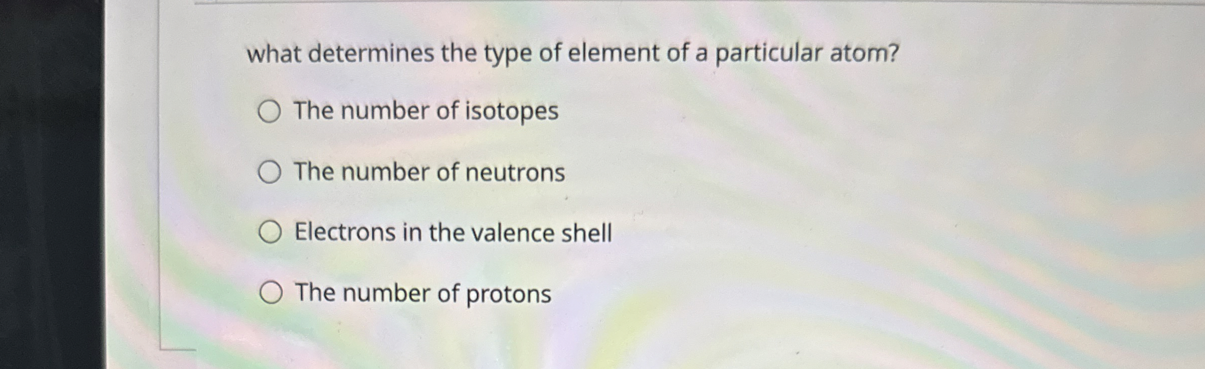 Solved what determines the type of element of a particular | Chegg.com