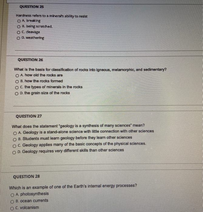 Solved QUESTION 25 Hardness refers to a mineral's ability to