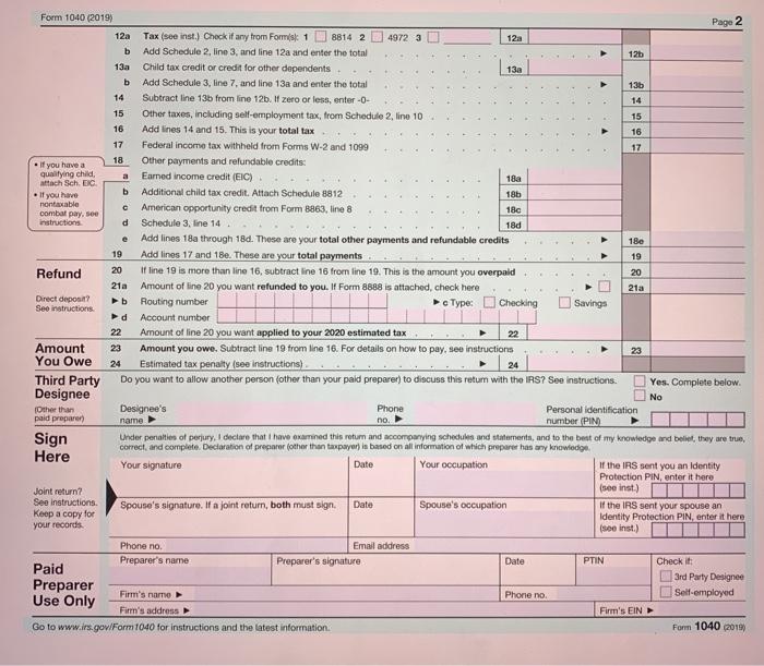 Return Problems 1. Lance H. And Wanda B. Dean Are 