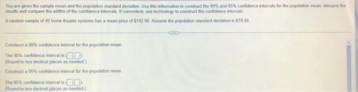 Solved You are given the sample mean and the populalion | Chegg.com