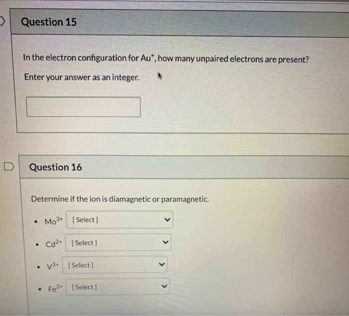 diamagnetic electron configuration