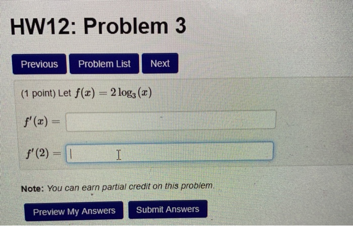 Solved HW12: Problem 3 Previous Problem List Next (1 point) | Chegg.com
