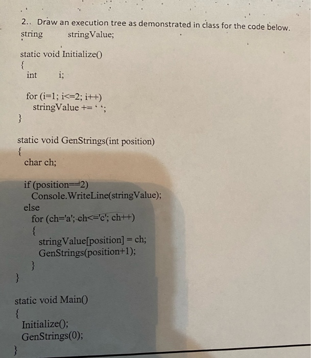 Solved this is an example of a draw of an execution tree, | Chegg.com