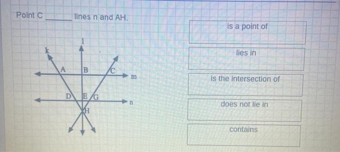 Solved Point C lines n and AH is a point of lies in B E is | Chegg.com