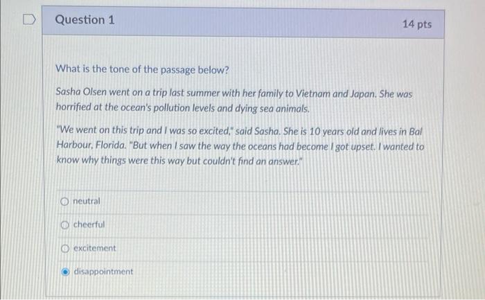Solved D Question 7 14 pts Select the correct tone of the | Chegg.com