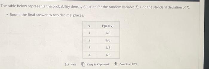 Solved The table below represents the probability density | Chegg.com