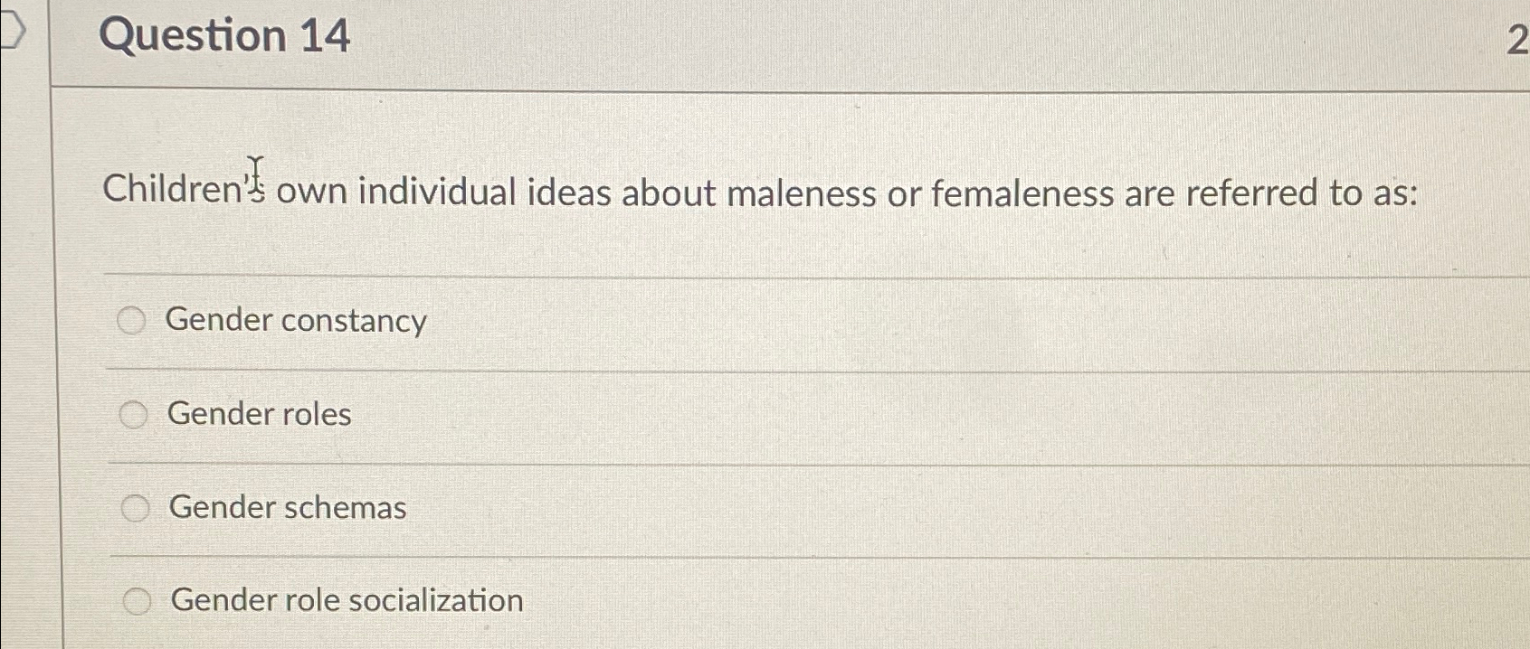 Solved Question 14Children's own individual ideas about | Chegg.com