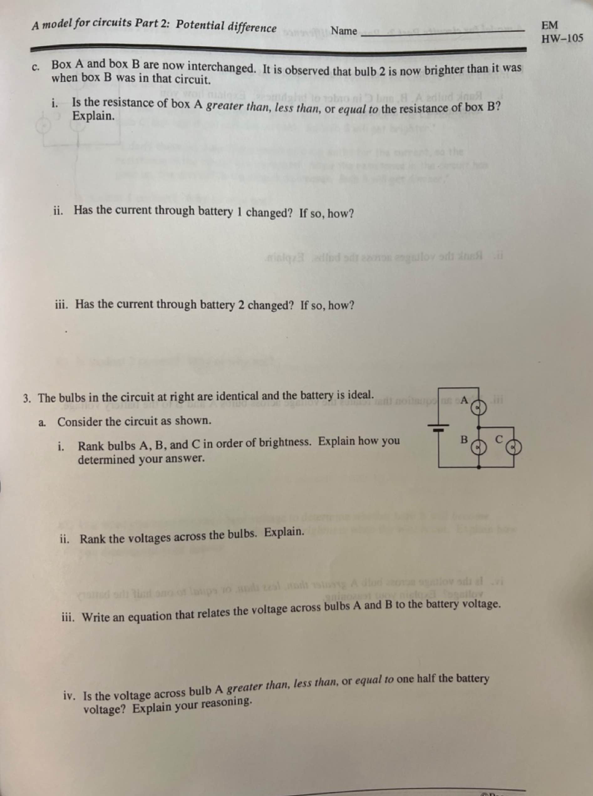 c. ﻿Box A and box B are now interchanged. It is