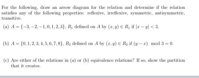 Solved For the following, draw an arrow diagram for the | Chegg.com