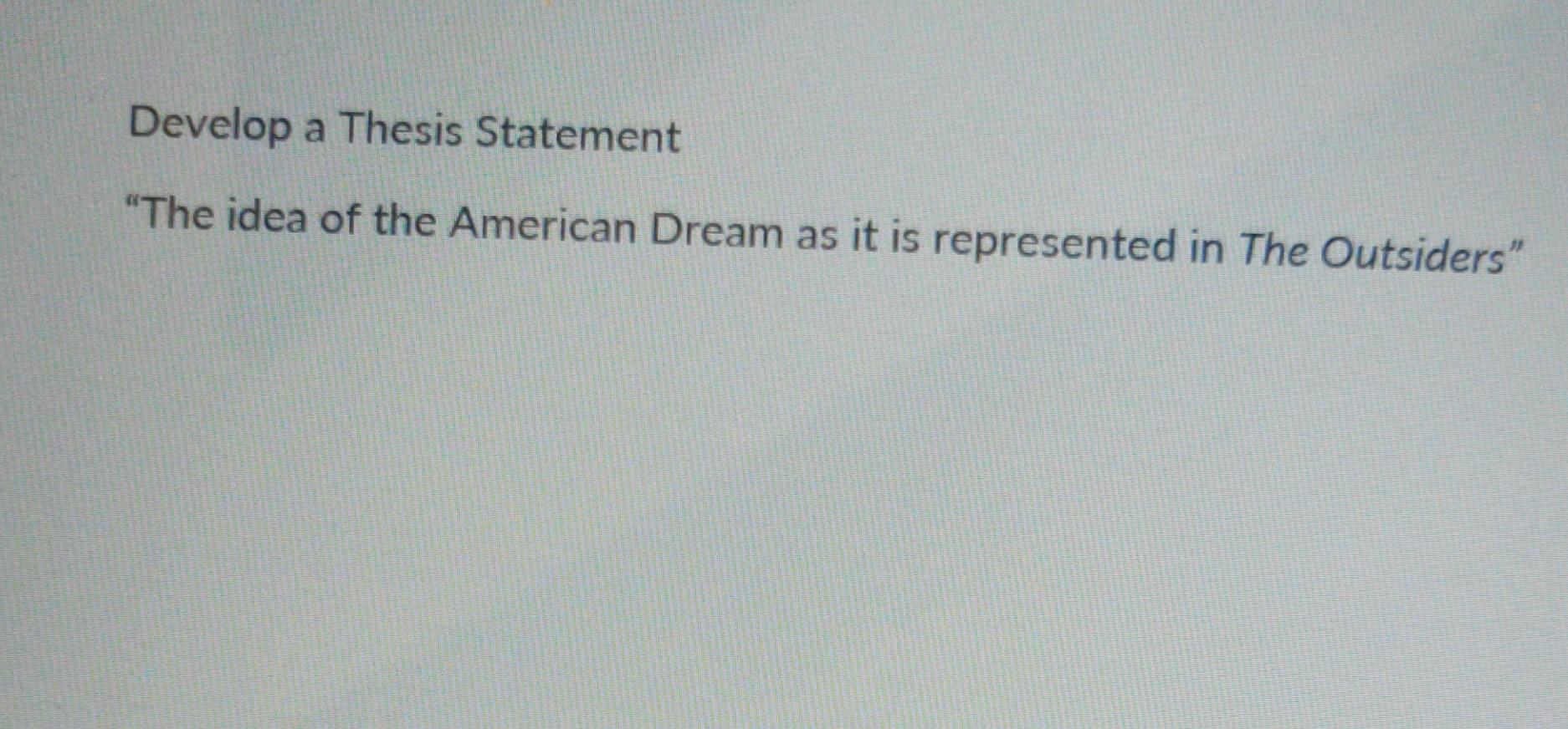 a good thesis statement on american dream