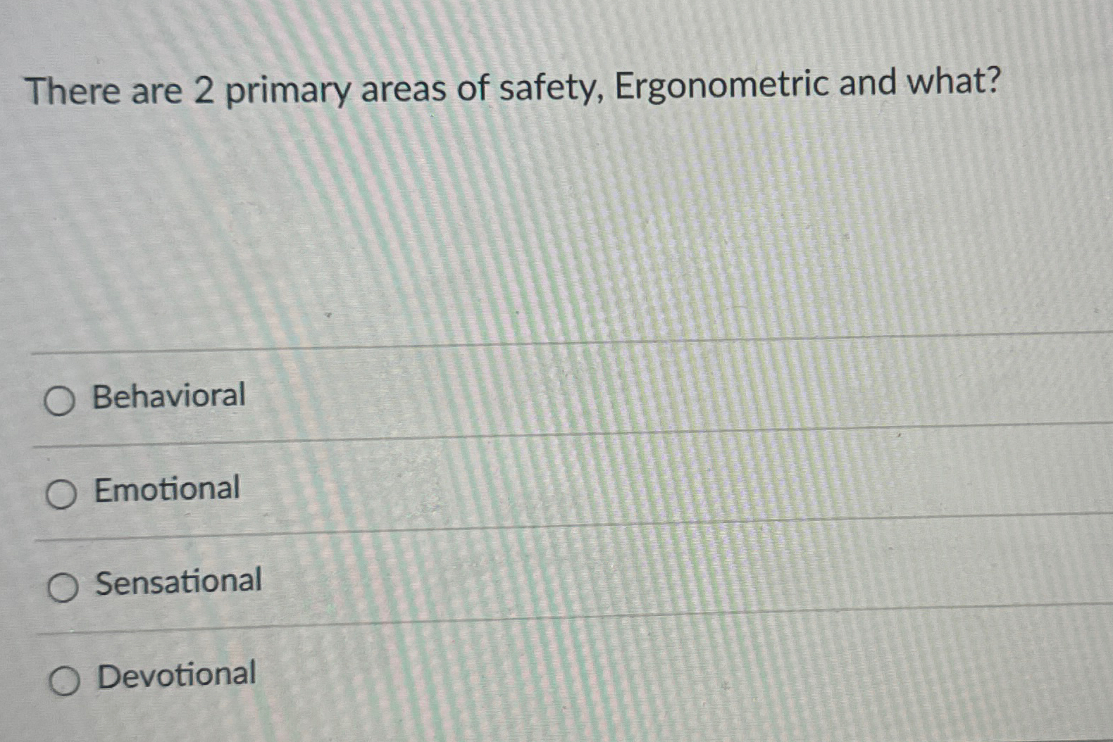 Solved There are 2 ﻿primary areas of safety, Ergonometric | Chegg.com